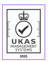 UKAS Management Systems accreditation mark, number 0005